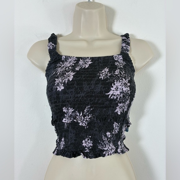 Free People Hannah Smocked Tank Black Combo XS NWT - Picture 3 of 7